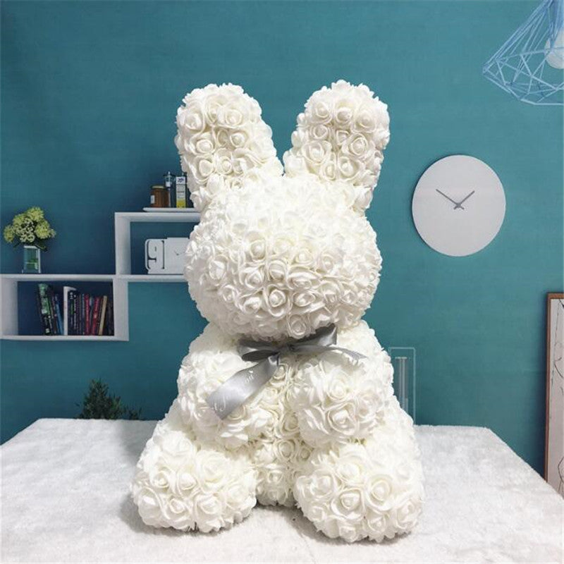 Roses Bunny Valentines Day Eternal Flower Rabbit Romantic Gift